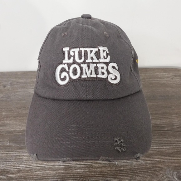 District Other - Luke Combs Miller Lite Hat Cap Strap Back One Size Gray Distressed Dad Mens